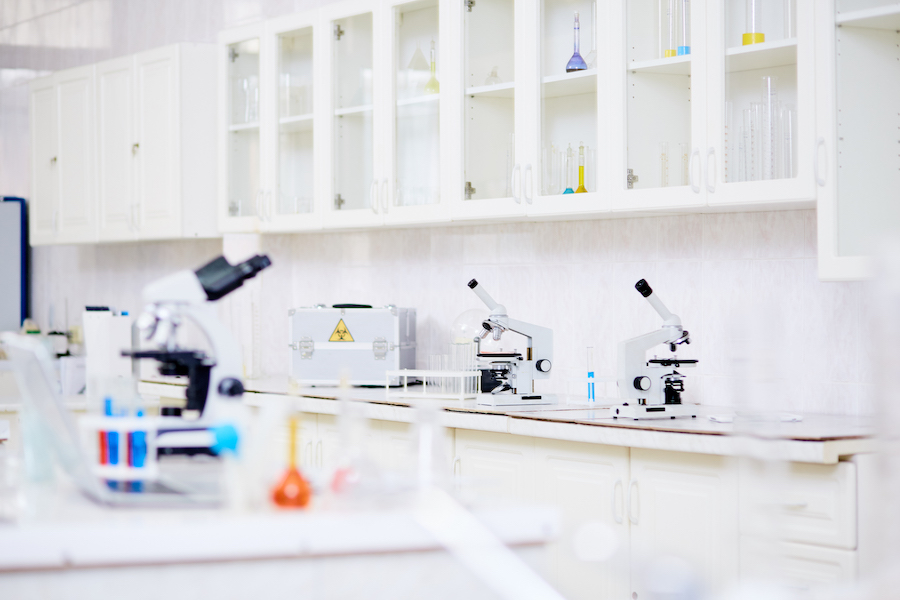 Workplace of scientist Modern equipment for scientific investigation in chemical laboratory